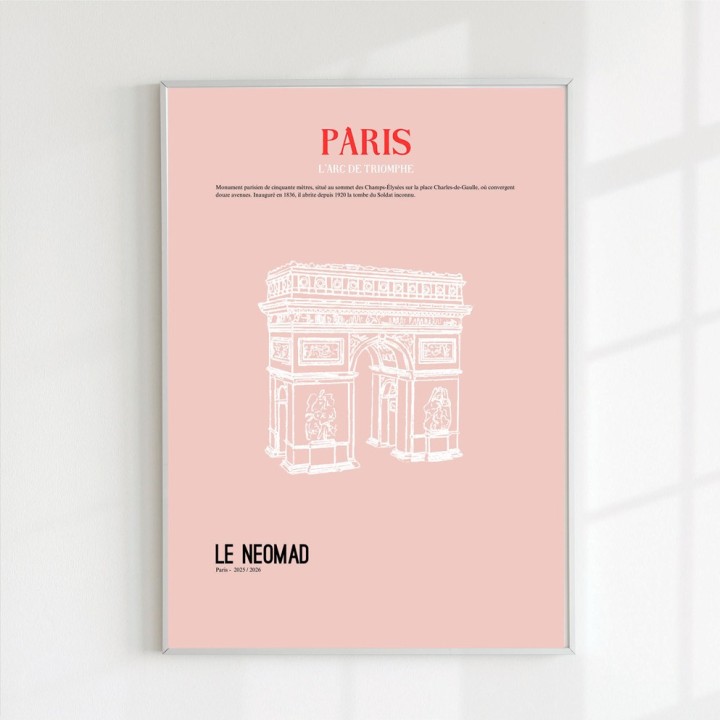 Affiche illustration parisienne L'arc de triomphe