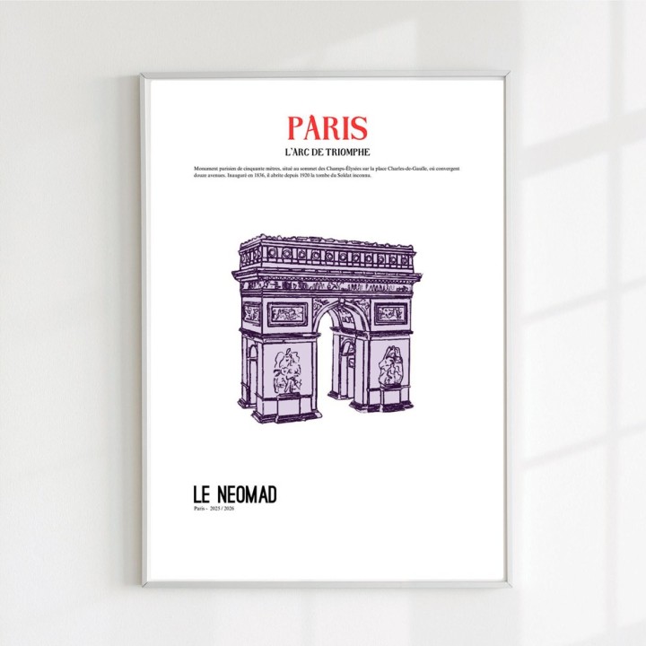 Affiche illustration parisienne L'arc de triomphe
