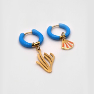 Le Coquillage orange -  anneaux bleus